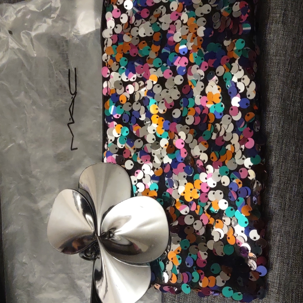 Mac  Multicolor Sequin Makeup Pouch New in Bag